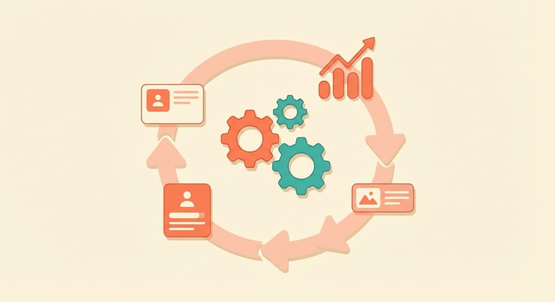 Illustration of a compounding content flywheel
